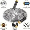100FT Heavy Duty 304 Stainless Steel Garden Hose with 10-Pattern Spray Nozzle, Flexible Kink-Free Metal Water Hose with Brass Fittings for Lawn, Patio