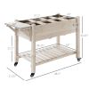 Raised Garden Bed Planter Box w/ 8 Grow Grids, Storage Shelf & Lockable Wheels
