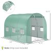 9.8' x 6.6' x 6.6' Plastic Greenhouse Cover Replacement, Heavy Duty Waterproof Tarp for Hoop House, Sheeting with 6 Windows, Door & Reinforcement Grid